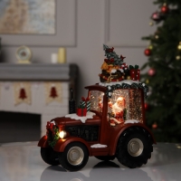Фигура светодиодная &laquo;Праздничный трактор&raquo;, 25х13х21 см, музыка, батарейки ААх3 (не в комплекте), USB, свечение тёплое белое