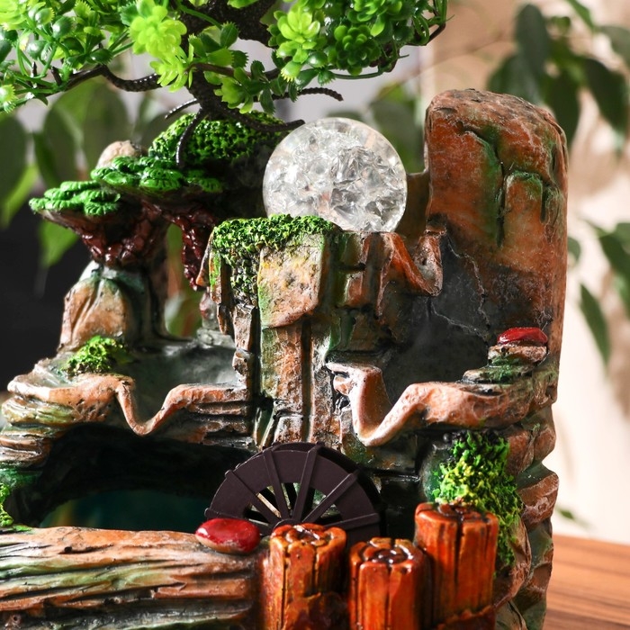 Фонтан Фонтан "Дерево на камнях, брёвнышки" 14х19х20 см (с подсветкой)