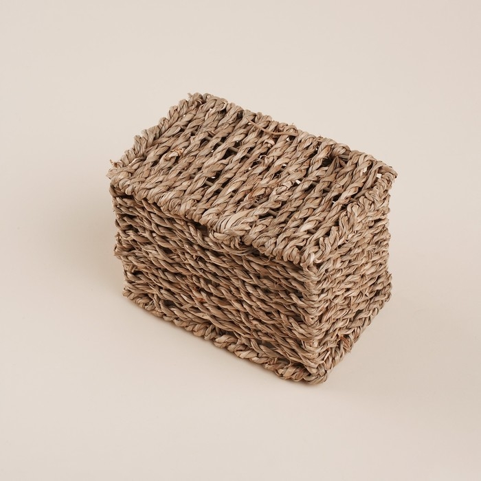 Кашпо ручного плетения из соломы Sima home, 12х8х8,5 см, прямоугольное