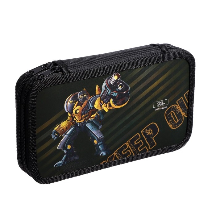 Пенал 2 секции, 125 х 205 х 40 мм, Calligrata 30П26/2 Пенал 2 секции, 125 х 205 х 40 мм, Calligrata 30П26/2 "Робот", ламинированный картон