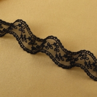 Кружево на сетке, 30 мм × 9 ± 0,5 м, цвет чёрный Кружево на сетке, 30 мм × 9 ± 0,5 м, цвет чёрный