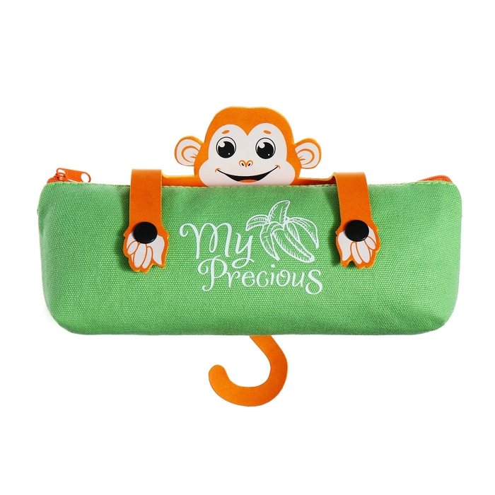 Пенал мягкий, 1 отделение, 80 х 200 х 35 мм, объёмный, хлопковая ткань, Феникс, аппликация из искувенной кожи