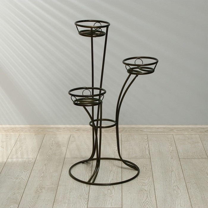 Подставка для цветов, напольная, на 3 горшка, d = 14 см, бронзовая, &laquo;Пирамида 3&raquo;