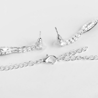 Набор 2 предмета: серьги, колье «Листопад» тонкий ромб, цвет сине-белый в серебре, 45 см Набор 2 предмета: серьги, колье «Листопад» тонкий ромб, цвет сине-белый в серебре, 45 см