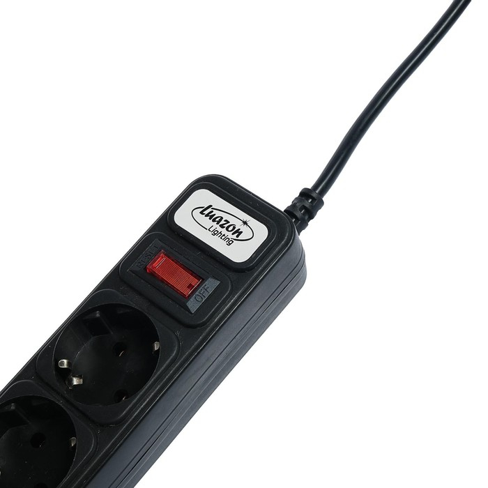 Сетевой фильтр Luazon Lighting, 5 розеток, 1.8 м, 2200 Вт, 3 х 0.75 мм2, 10 А, 220 В, черный