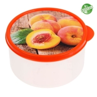 Ланч-бокс круглый FoodVibes &laquo;Персики&raquo;, 500 мл