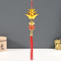 Подвеска пластик, текстиль "Денежный мешок и пирамида из слитков ямб" 2,7х7,5х35 см