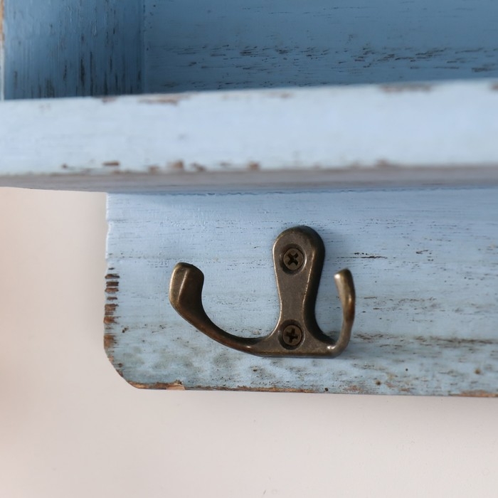 Крючки декоративные дерево с карманом и полочкой "Серый состаренный" 10,5х28х18 см