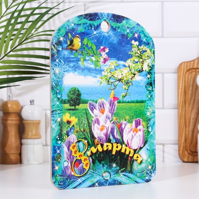 Доска разделочная большая "8 марта. Цветы", 19,5&times;27,5 см