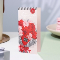 Открытка-евро "Поздравляем!" конгрев, тиснение, красный цветы, 10,5 х 21,5 см Открытка-евро "Поздравляем!" конгрев, тиснение, красный цветы, 10,5 х 21,5 см