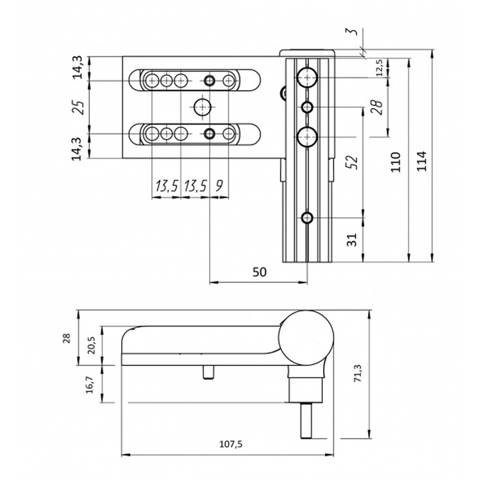 Петля для пластиковой двери, до 120 кг, белая
