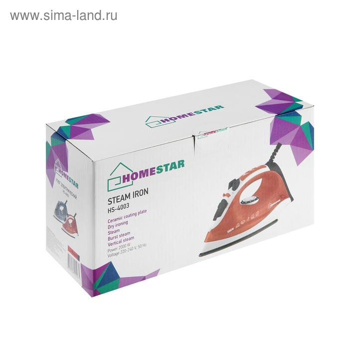 Утюг HOMESTAR HS-4003, 2000 Вт, керамическая подошва, 200 мл, бело-красный Утюг HOMESTAR HS-4003, 2000 Вт, керамическая подошва, 200 мл, бело-красный