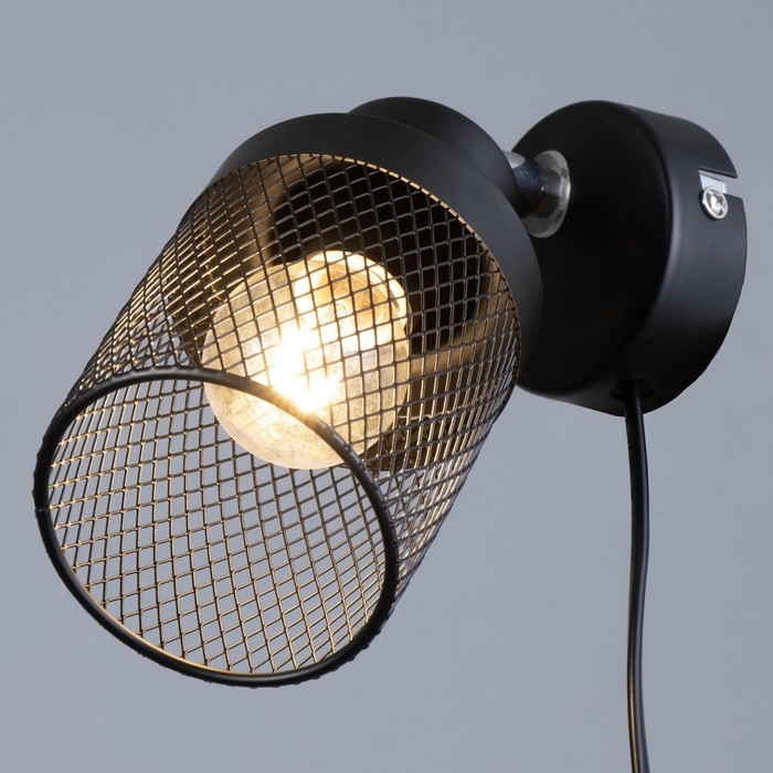 Бра с переключателем на проводе "Камелия" Е14 40Вт черный 17х11х17см