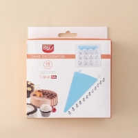 Набор кондитерский, 15 предметов: 12 насадок в боксе, 1 адаптер, кондитерский мешок Набор кондитерский, 15 предметов: 12 насадок в боксе, 1 адаптер, кондитерский мешок