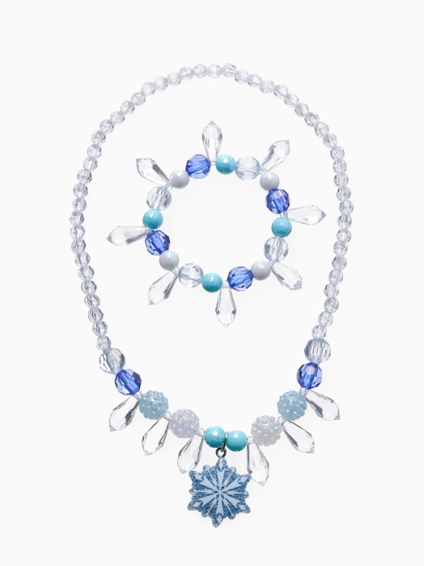 Набор детский "Выбражулька" 2 пр-та: кулон, браслет, снежинка, цвет бело-голубой