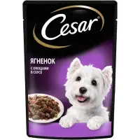 Влажный корм Cesar для собак, ягненок с овощами в соусе, пауч, 85 г