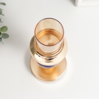 Подсвечник металл на 1 свечу "Синий мраморный элемент" золото 27х10х10 см