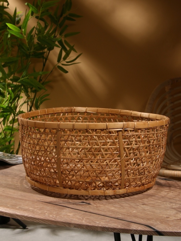 Корзина плетёная "Клоус" бамбук 40х40х16 см, светлая