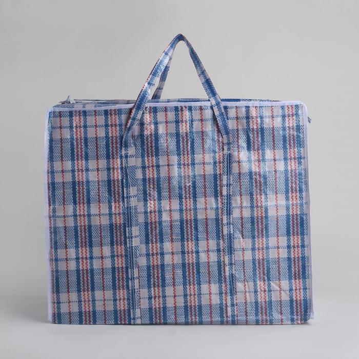 Сумка хозяйственная на молнии, 72 л, цвет синий/белый