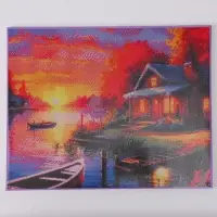 Алмазная вышивка полное заполнение "Дом у озера", на раме, 40*50 см
