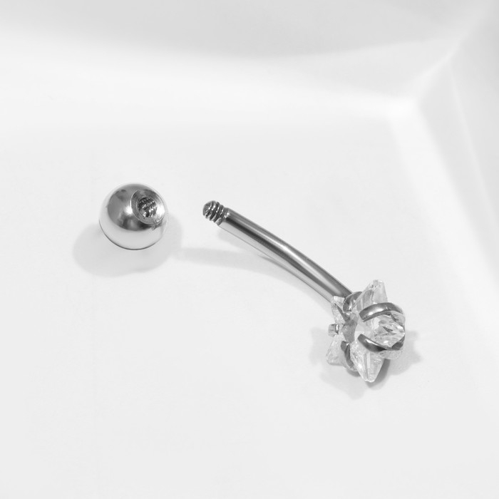 Пирсинг в пупок «Банан» звезда, L=2 см, цвет белый в серебре Пирсинг в пупок «Банан» звезда, L=2 см, цвет белый в серебре