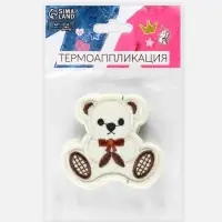 Термоаппликация &laquo;Мишка с бантиком&raquo;, 5.5&times;6 см, бежевая