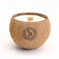 Свеча в кокосе ароматическая, английская груша и фрезия, соевый воск, 8х10 с, в коробке