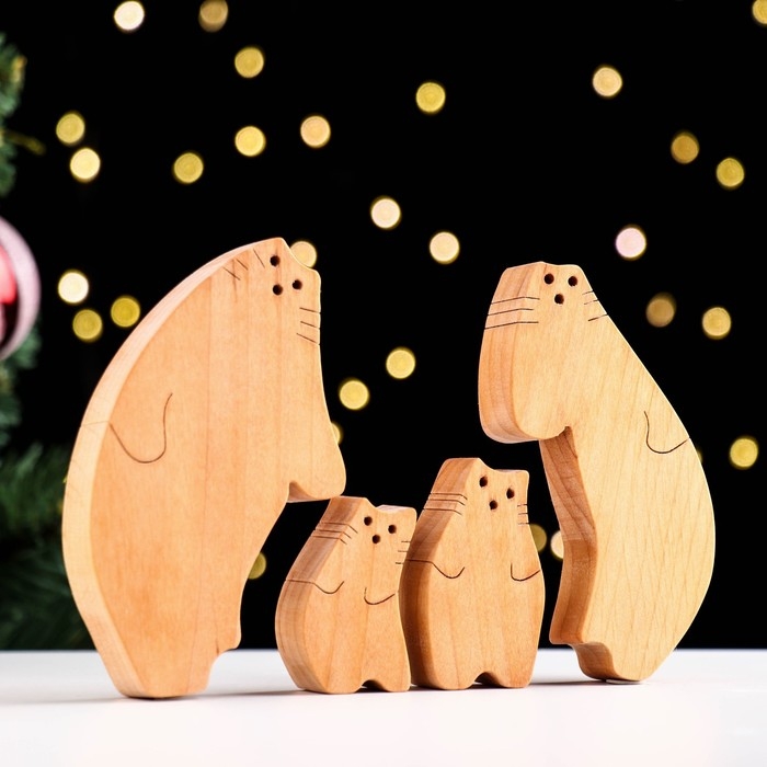 Сувенир-пазл Сувенир-пазл "Семья пузатых котов", 4 шт ,14х11 см