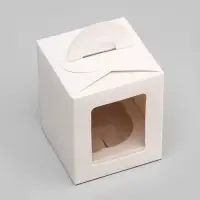 Коробка для 1 капкейка, белая, 9.2&times;9.2&times;11.1 см