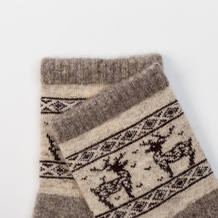 Носки мужские из монгольской шерсти Носки мужские из монгольской шерсти "Олени", цвет серый, размер 27 (40-42)