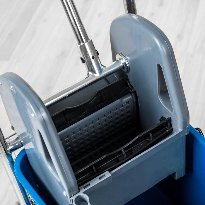 Тележка уборочная одноведерная с отжимом и сеткой, 23 л, хромированная рама Тележка уборочная одноведерная с отжимом и сеткой, 23 л, хромированная рама