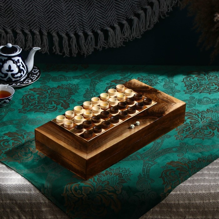 Настольная игра 2 в 1 &laquo;Звезда 9&raquo;: 50х25 см, ручная работа, массив ореха, Иран