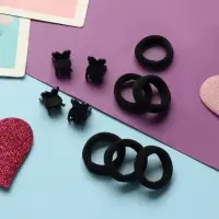 Набор для волос "Затейница" (12 резинок 2 см, 4 краба) ушки, чёрный