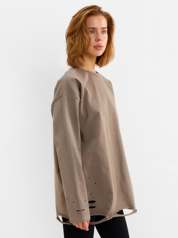 Лонгслив женский MINAKU: One Most Brand, цвет хаки, ONESIZE