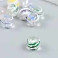 Бусины пластик "Прозрачные шарики с цветной полоской" набор 20 гр МИКС d=1,6 см