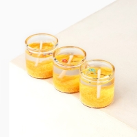 Свечи гелевые новогодние &laquo;На счастье&raquo; на Новый год на Новый год, 3 шт, золотые, 2,5 х2,5 х 2,5 см