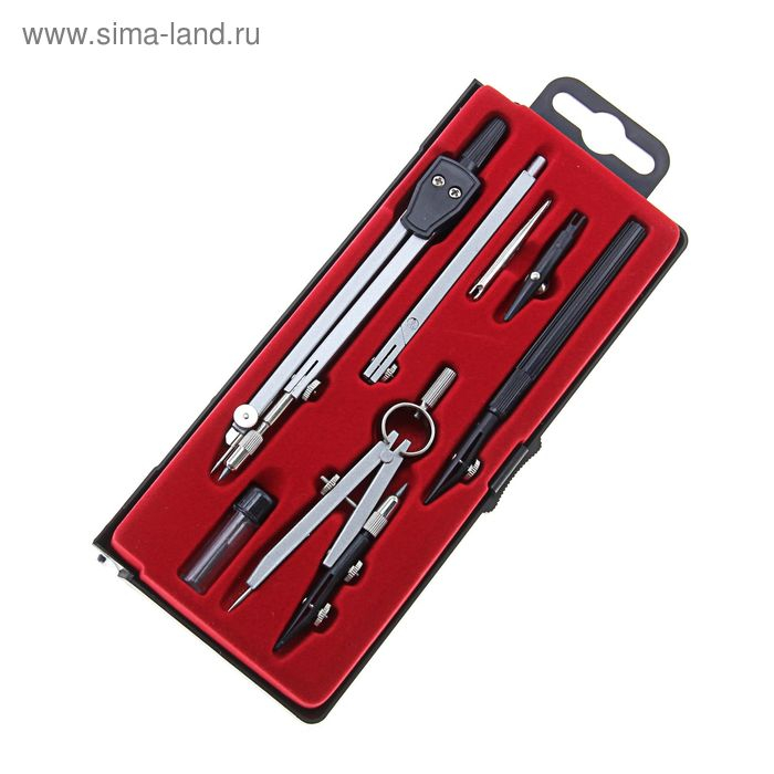 Набор чертежный 7 предметов, в пластиковом пенале