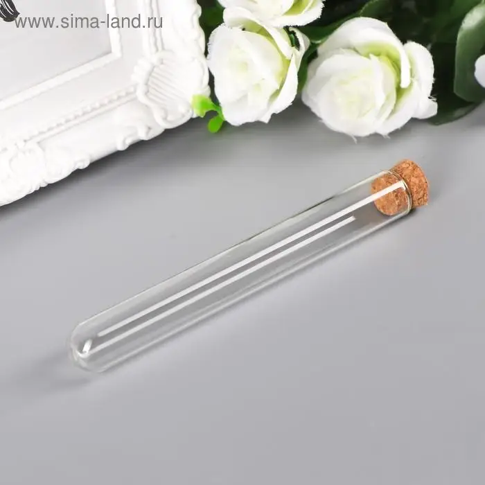 Декор для творчества стекло &laquo;Пробирка с пробкой&raquo;, 20 мл, 12&times;1.5&times;1.5 см