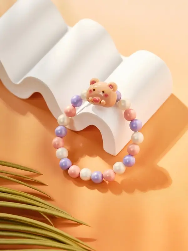 Браслет детский &laquo;Выбражулька&raquo; медведь, d=6 см. жемчуг, разноцветный