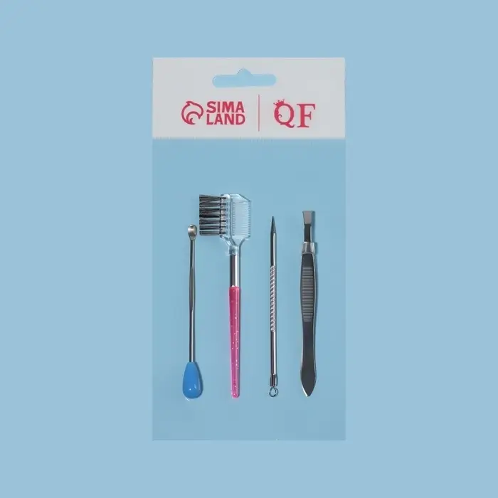 Набор косметологический, 4 предмета, серебристый