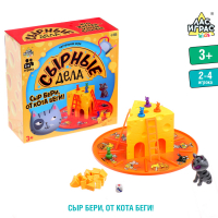 Настольная игра-бродилка &laquo;Сырные дела&raquo;: кубик, фишки-мышки, кот, сырные кусочки, 2-4 игрока, 3+