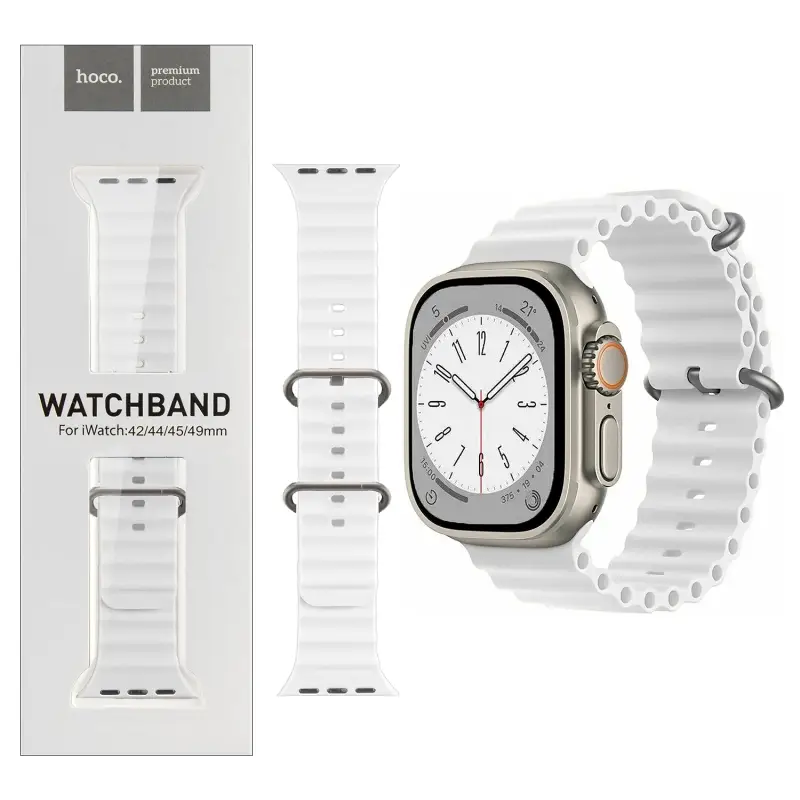Ремешок для Apl watch 42/44/45mm Watchband WA12 Or. series marine double silicone white HOCO