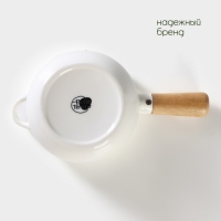 Супница фарфоровая с ручкой на бамбуковой подставке BellaTenero, 400 мл, 20,5&times;11,5&times;6,5 см, цвет белый