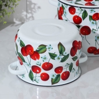 Набор кастрюль &laquo;Сочная вишня&raquo;, 2 предмета: 4.5 л, 5 л, эмалированные крышки, цвет белый