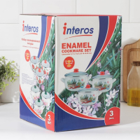 Набор эмалированных кастрюль &laquo;Бордо&raquo;, 3 предмета: 2,1 л, 3,1 л, 4 л, индукция, цвет бордовый