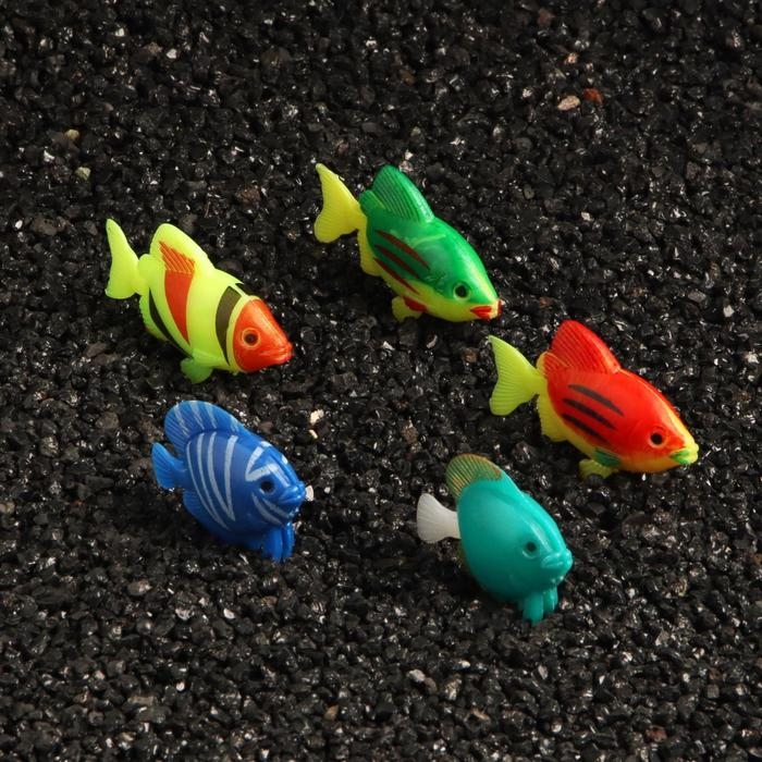 Декор для аквариума Декор для аквариума "Рыбки", набор 5 шт, 5,5 х 4,2 х 1,7 см