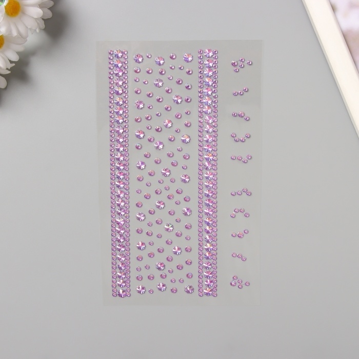 Наклейка пластик стразы "Цветочная дорога" сиреневая 22,5х11,5 см