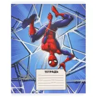 Тетрадь в линейку 24 листа, 5 видов МИКС, тиснение, обложка мелованный картон, &laquo;Человек-паук&raquo;