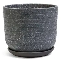 Горшок цветочный  с поддоном 2,9 л, серый керамика "Пряности" (М)
