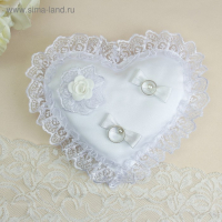 Подушечка для колец &laquo;Сердце&raquo;, белая